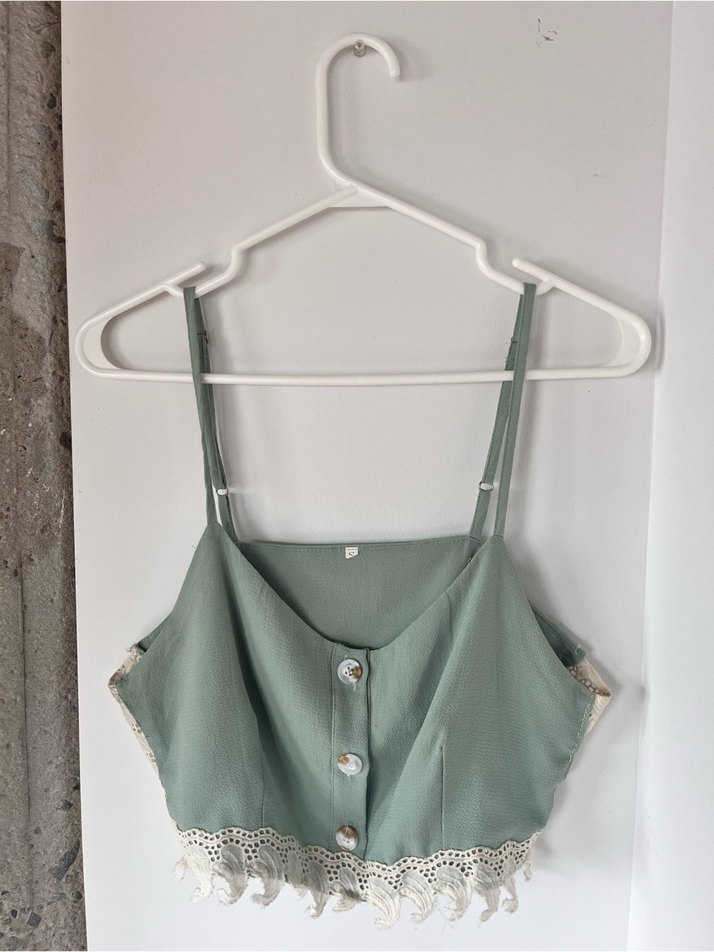 Women's Sage Green Lace-Trim Camisole Top